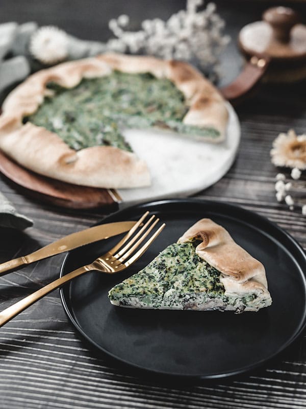 Tarte Rustique Pomme De Terre, épinards, Ricotta Et Champignons